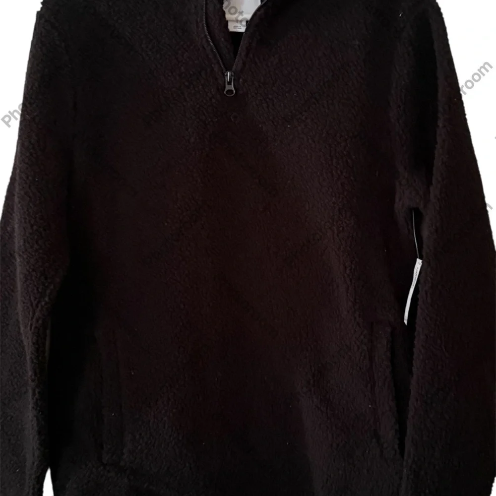 Old Navy Black Sherpa Quarter-Zip Pullover